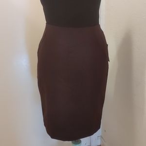 Burgundy herringbone pencil skirt